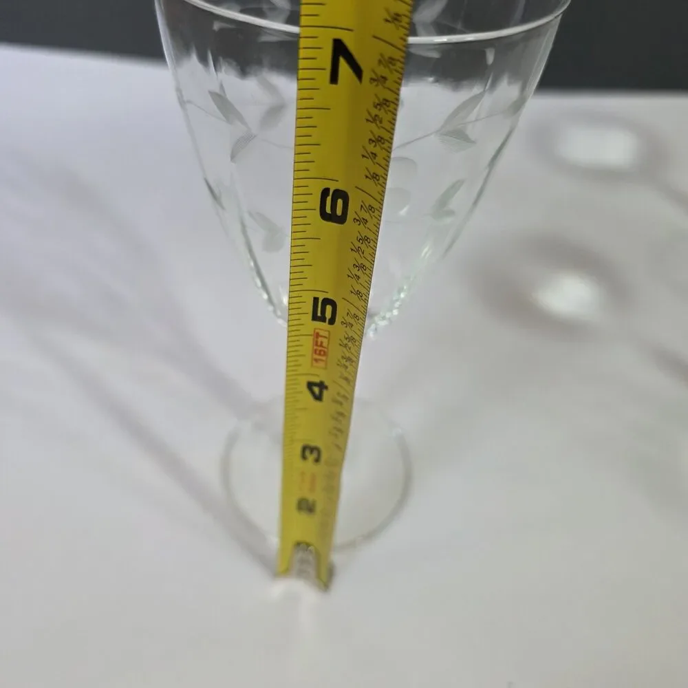 Crystal Etched Water Goblets Set Of 2